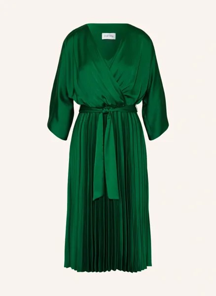 Плиссированное атласное платье Joseph Ribkoff, зеленый