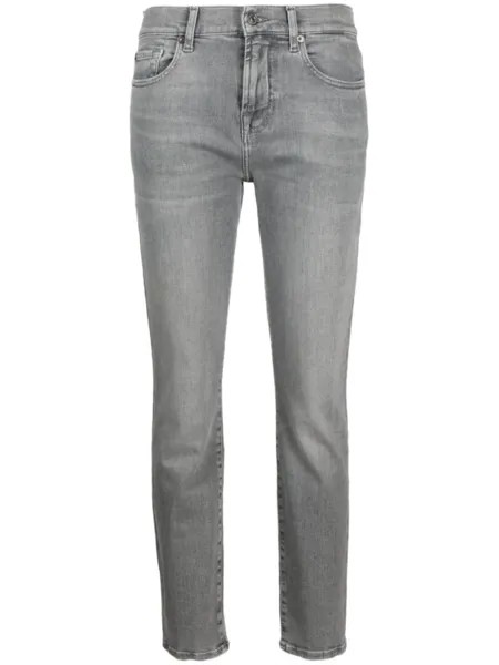 7 For All Mankind джинсы скинни с завышенной талией, серый