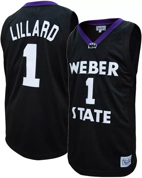 Оригинальный Retro Brand для мужчин Weber State Wildcats Damien Lillard # 1, черная копия баскетбольной майки