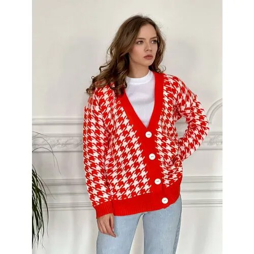 Кардиган размер Oversize, , оранжевый