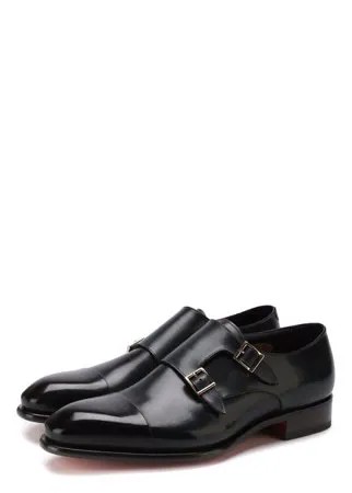 Кожаные монки с двумя пряжками Santoni