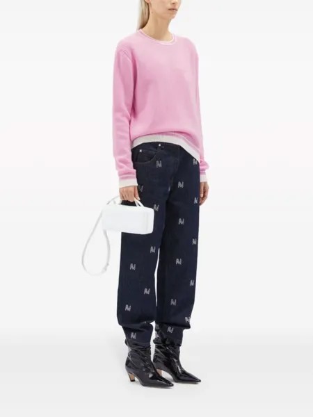 MSGM трикотажный топ с вышитым логотипом, розовый