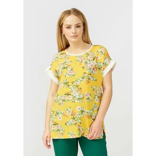 Блуза , повседневный стиль, короткий рукав, размер 48, желтый