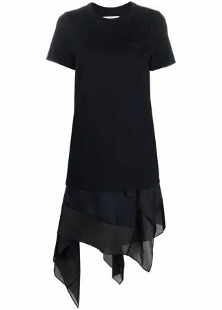 Sacai платье-футболка с драпировкой