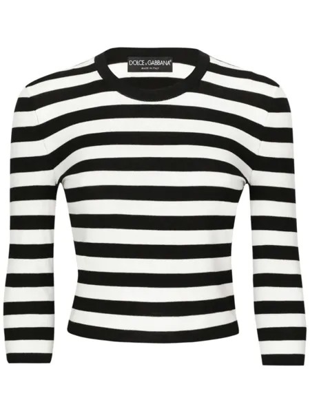 Dolce & Gabbana укороченный джемпер в полоску, белый