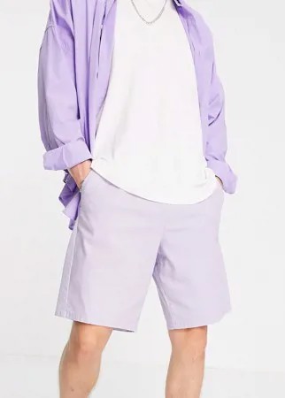 Сиреневые шорты чиносы свободного кроя с эластичным поясом ASOS DESIGN-Фиолетовый цвет