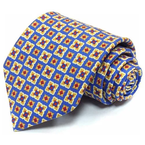 Шелковый голубой галстук с оригинальным принтом Benjamin James 811494