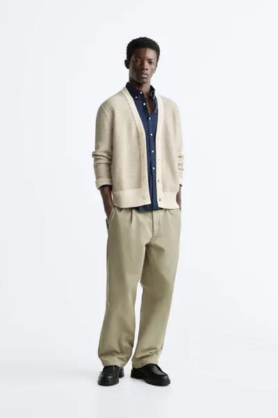 Фактурный жаккардовый кардиган ZARA, экру