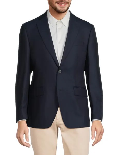 Шерстяной пиджак современного кроя Saks Fifth Avenue, темно-синий