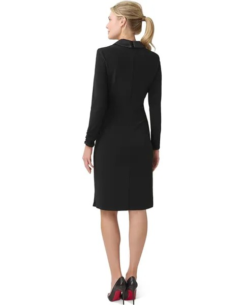 Платье Adrianna Papell Stretch Jersey Tuxedo Cocktail Dress with Shawl Collar, черный