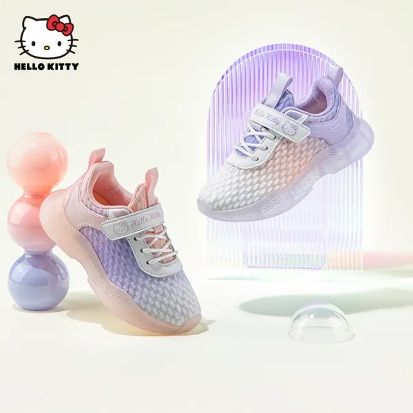 Детские кроссовки для девочек Sanrios, повседневная сетчатая обувь Hello Kitty, обувь для бега на плоской подошве, Уличная обувь, весна 2023