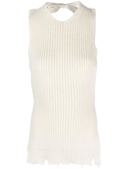 MM6 Maison Margiela топ с вырезами, нейтральный цвет