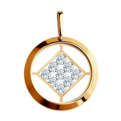 Подвеска из золота со Swarovski Zirconia и минеральным стеклом яхонт Ювелирный Арт. 194748
