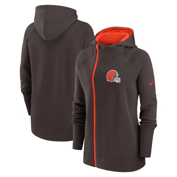 Женская худи с асимметричной молнией во всю длину реглан Nike Brown Cleveland Browns Nike