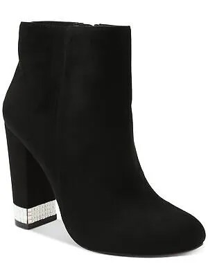 XOXO Женские черные удобные ботинки Yardria на блочном каблуке с круглым носком и стразами, размер 8 м
