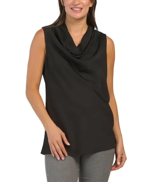 Блуза из фактурного атласа-ракушки Anne Klein, черный