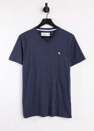 Темно-синяя футболка с v-образным вырезом Abercrombie & Fitch-Темно-синий