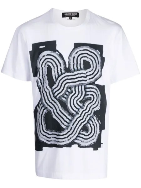 Comme des Garçons Homme Deux футболка с абстрактным узором, белый