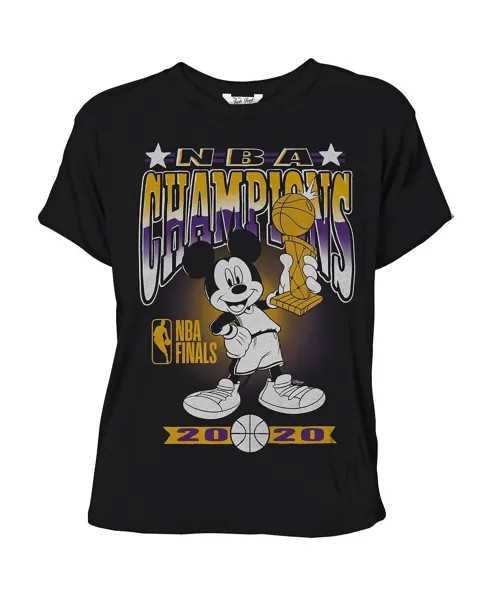 Черная женская футболка Los Angeles Lakers 2020 Finals NBA Champions Mickey Trophy Junk Food, черный