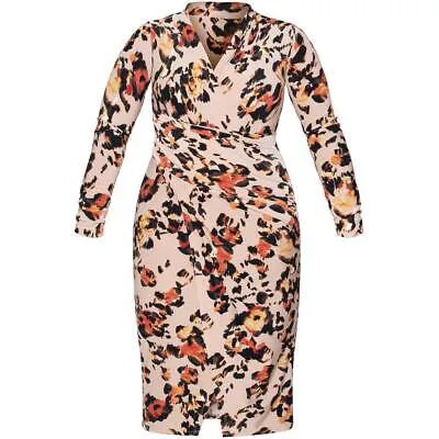 Rachel Rachel Roy Женское бежевое длинное платье с запахом и животным принтом Plus 3X BHFO 8939