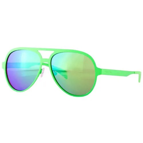 Солнцезащитные очки Italia Independent, авиаторы, оправа: металл, с защитой от УФ, зеркальные, зеленый