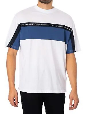 Мужская двухцветная футболка из джерси Armani Exchange, белая