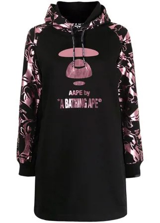 AAPE BY *A BATHING APE® платье-трапеция с капюшоном и графичным принтом