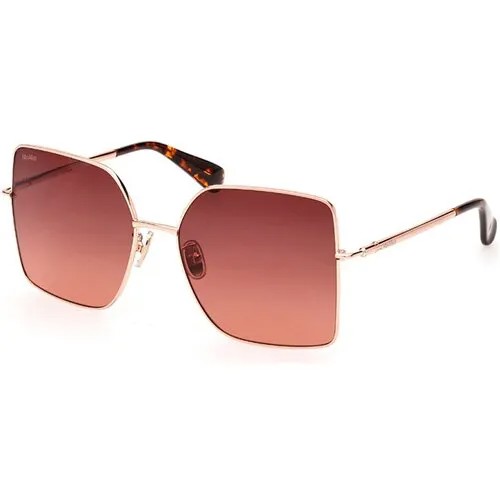 Солнцезащитные очки Max Mara, квадратные, оправа: металл, градиентные, для женщин, золотой