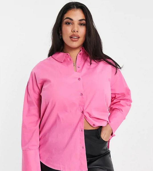 Розовая oversized-рубашка Vero Moda Curve-Розовый цвет