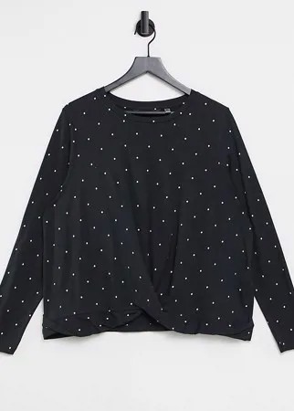 Черный свитшот для дома с перекрученной отделкой в крапинку Vero Moda Curve-Многоцветный