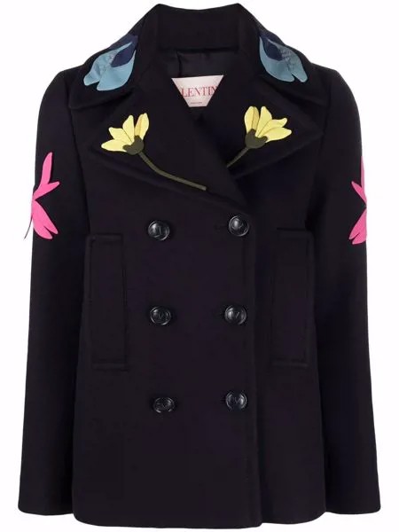 Valentino двубортный бушлат с вышивкой
