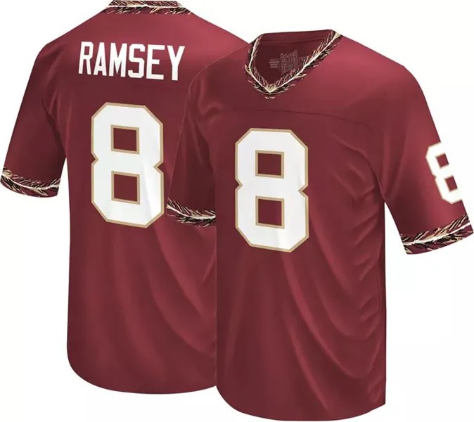 Мужская футбольная майка семинолов штата Флорида Retro Brand Jalen Ramsey # 8 Garnet Replica