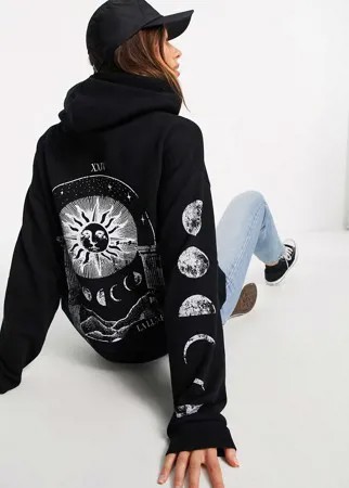 Черный oversized-худи с принтом солнцестояния на спине ASOS DESIGN-Черный цвет