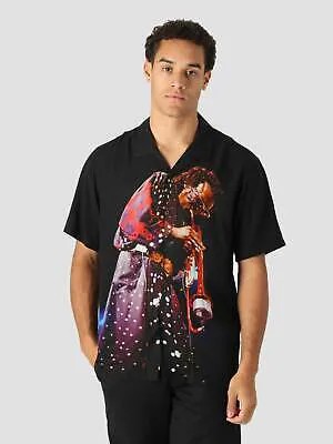 Мужская черная повседневная рубашка HUF x Miles Davis Yesternow Woven SS Lifestyle Shirt