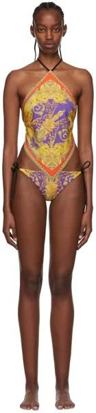 Разноцветный цельный купальник Barocco Goddess Versace Underwear