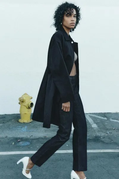 Водоотталкивающий тренч ZARA, черный