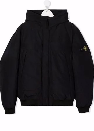 Stone Island Junior пуховик с нашивкой-логотипом