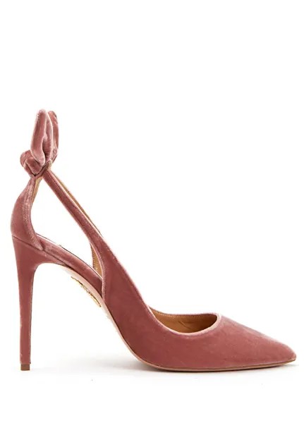 Розовые туфли на каблуке с бантом Aquazzura