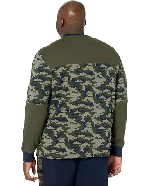 Футболка Nautica Big & Tall Camo-Blocked Long Sleeve T-Shirt, цвет Forest Night