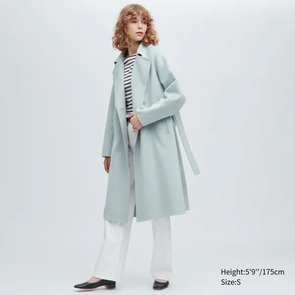 Пальто женское UNIQLO 450500COL51 зеленое S (доставка из-за рубежа)