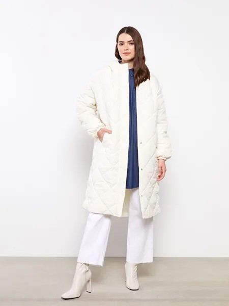 Женский пуховик с капюшоном и стеганым узором с длинным рукавом LCW Modest