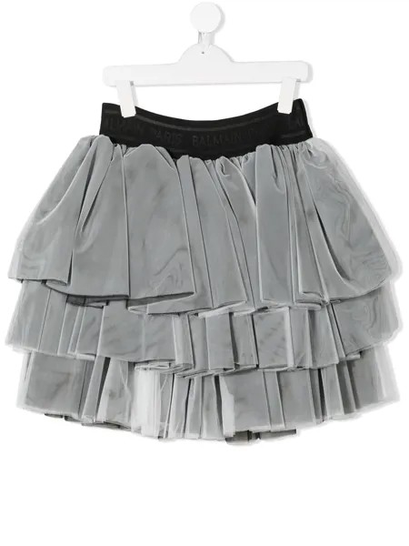Balmain Kids ярусная юбка из тюля