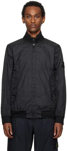 Черный жатый бомбер Stone Island