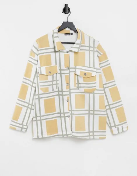 Бежевая рубашка в стиле oversized в клетку Lasula-Бежевый