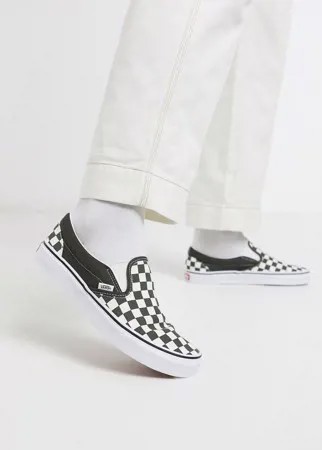 Кеды-слипоны в зеленую клетку Vans Classic-Зеленый