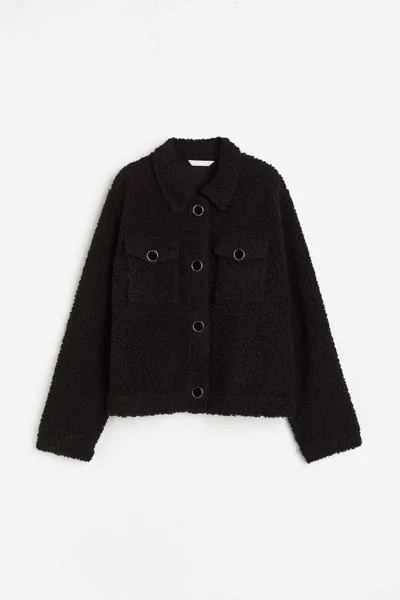 Кардиган H&M Teddy Fleece With Collar, черный