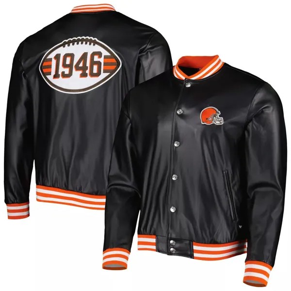 Мужская черная куртка-бомбер с металлизированными кнопками The Wild Collective Cleveland Browns