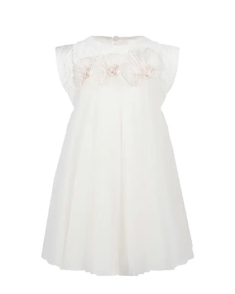 Белое платье с цветочной аппликацией Genny
