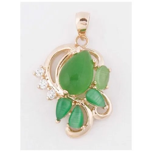 Подвеска Lotus Jewelry, кошачий глаз, зеленый