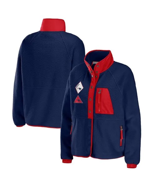 Женская темно-синяя куртка New England Patriots из флиса с длинными кнопками реглан WEAR by Erin Andrews, темно-синий